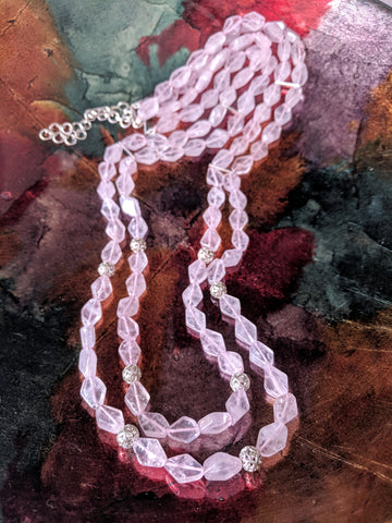 Barfi shaped Real Rose Quartz String