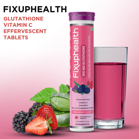 Glutathione Vitamin C Aloe Vera Berry and Grapeseed Extract Effervescent Tablets Strawberry Flavour
