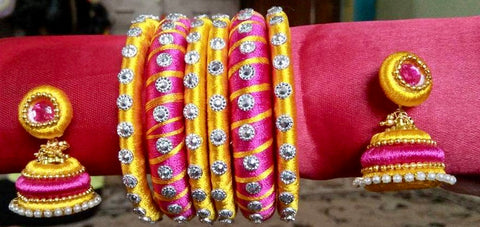 Silk threaded bangles and earrings