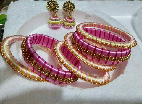 Silk threaded bangles with earrings