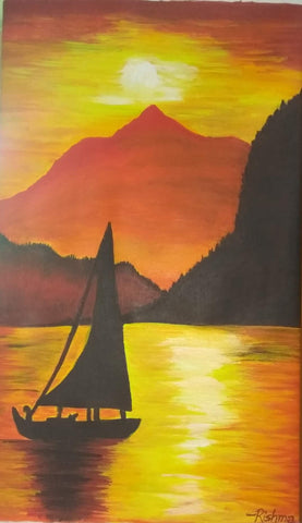 Boat Ride on Sunset on Canvas