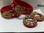 Silk thread bangles and earrings set