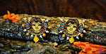 Ethniichic Hand Painted Yellow Color Mural Design With White And Orange Color Agate Beads Earring