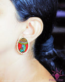 Ethniichic Hand painted Red Color Mural Motif Design Studs earring