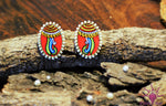 Ethniichic Hand painted Red Color Mural Motif Design Studs earring