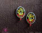 Ethniichic Hand painted Yellow Color Ganesha Design Stud earring
