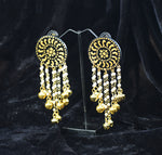 Ethniichic Hand painted Gold And Black Color Mandala Dangler Design earring